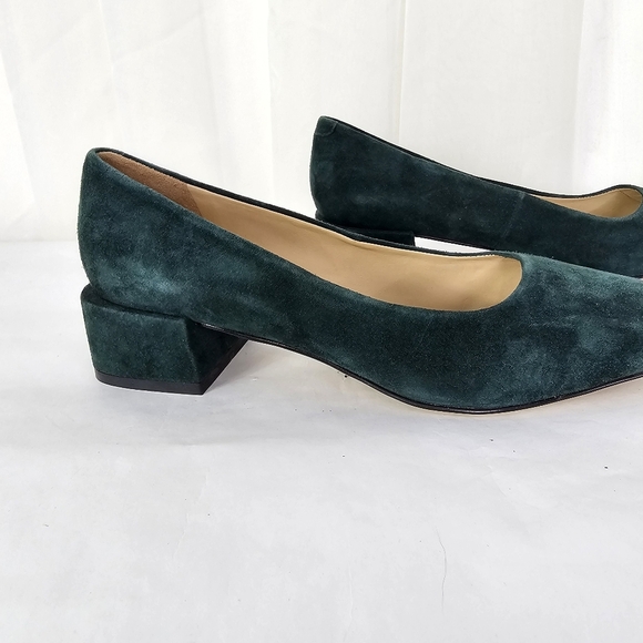 Trenery Green Suede Leather Low Block Heel Size 38 - Picture 4 of 11